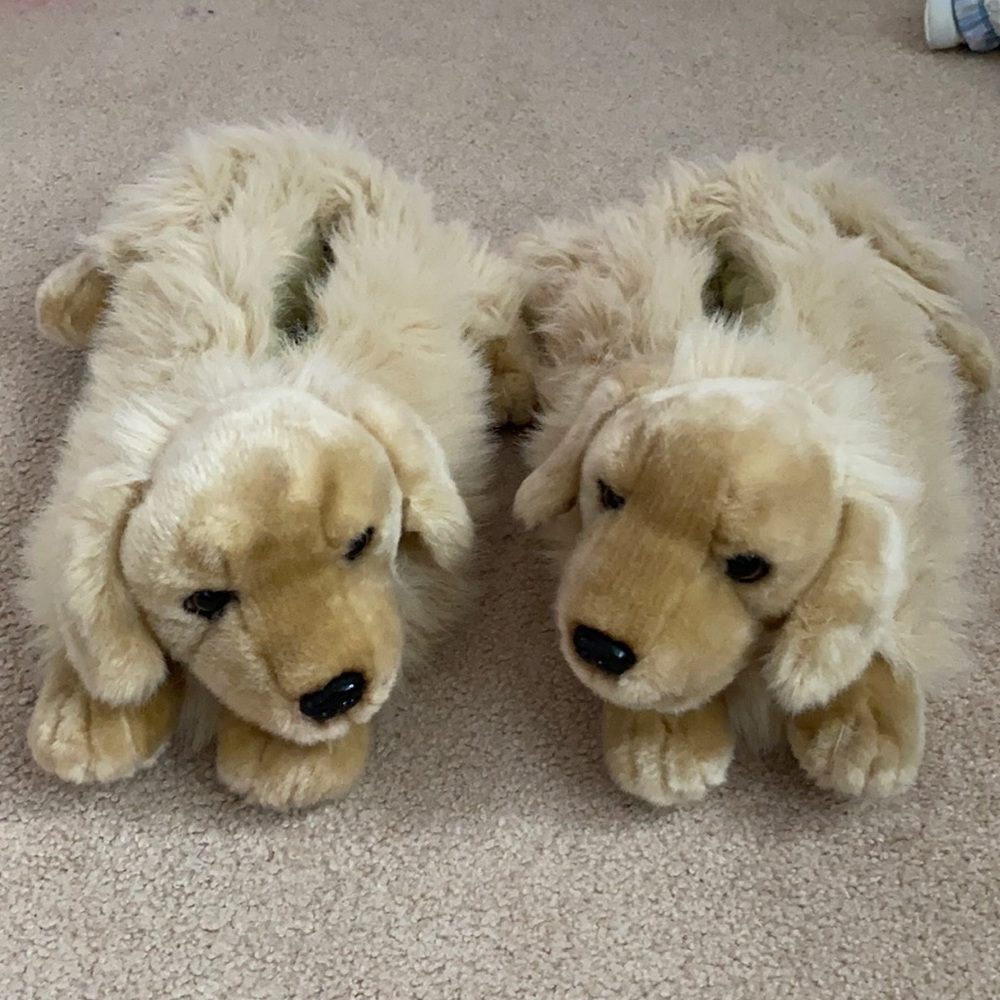 Adorable fuzzy dog slippers